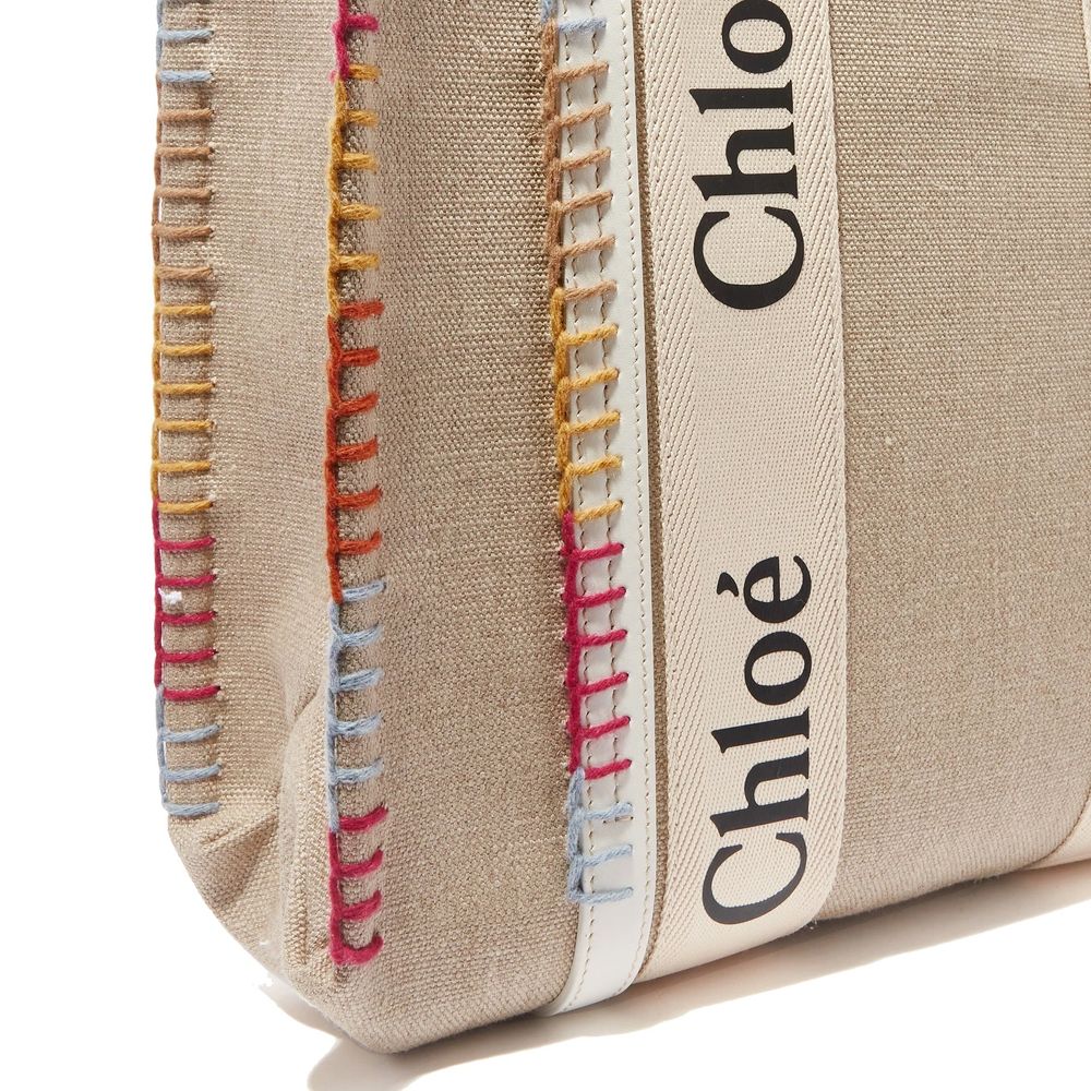 Beige Wool Tote Bag