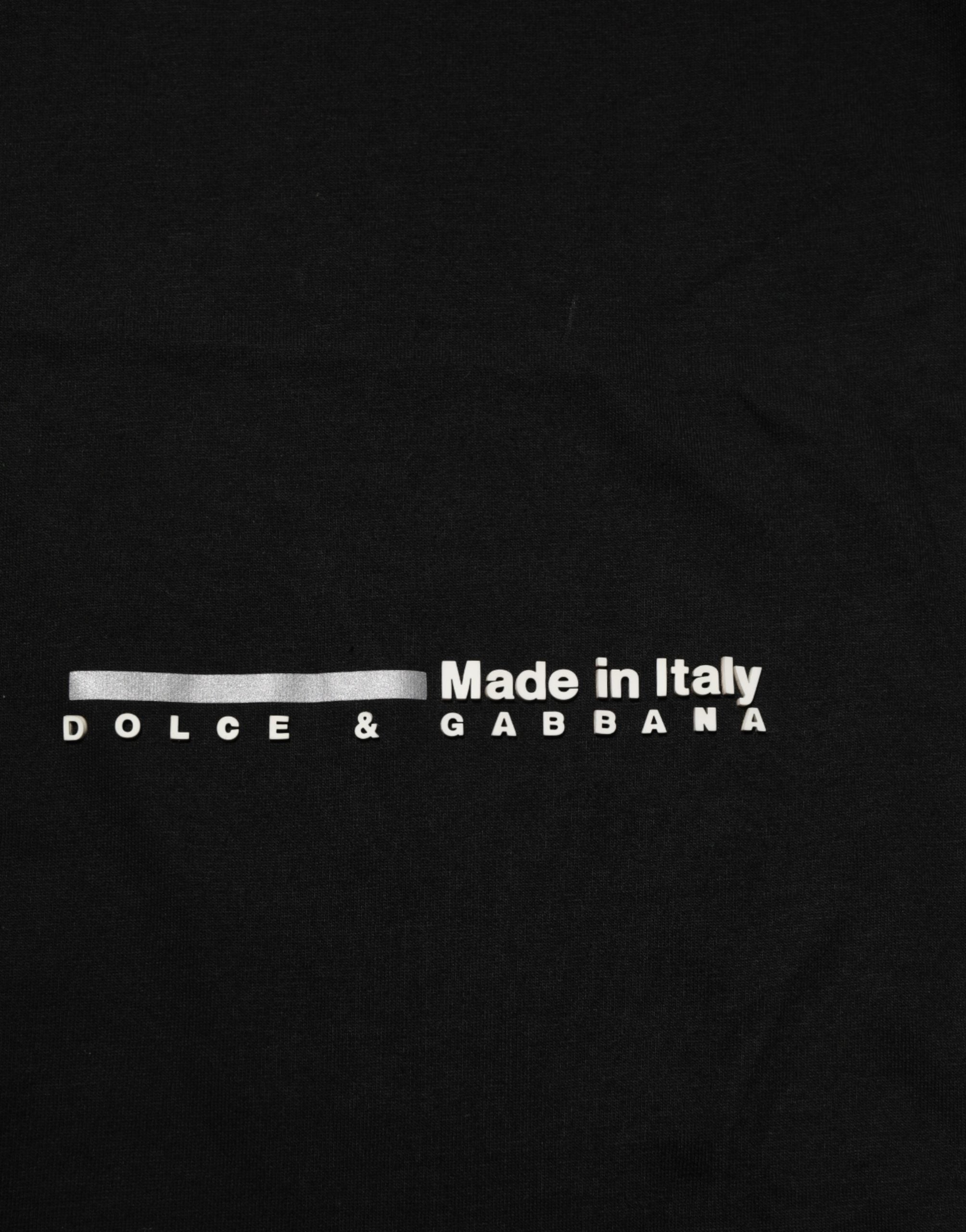 Black Statement Cotton Crew Neck Men T-shirt