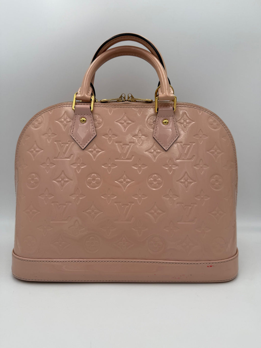LOUIS VUITTON Alma MM Pink Patent Monogram Handbag