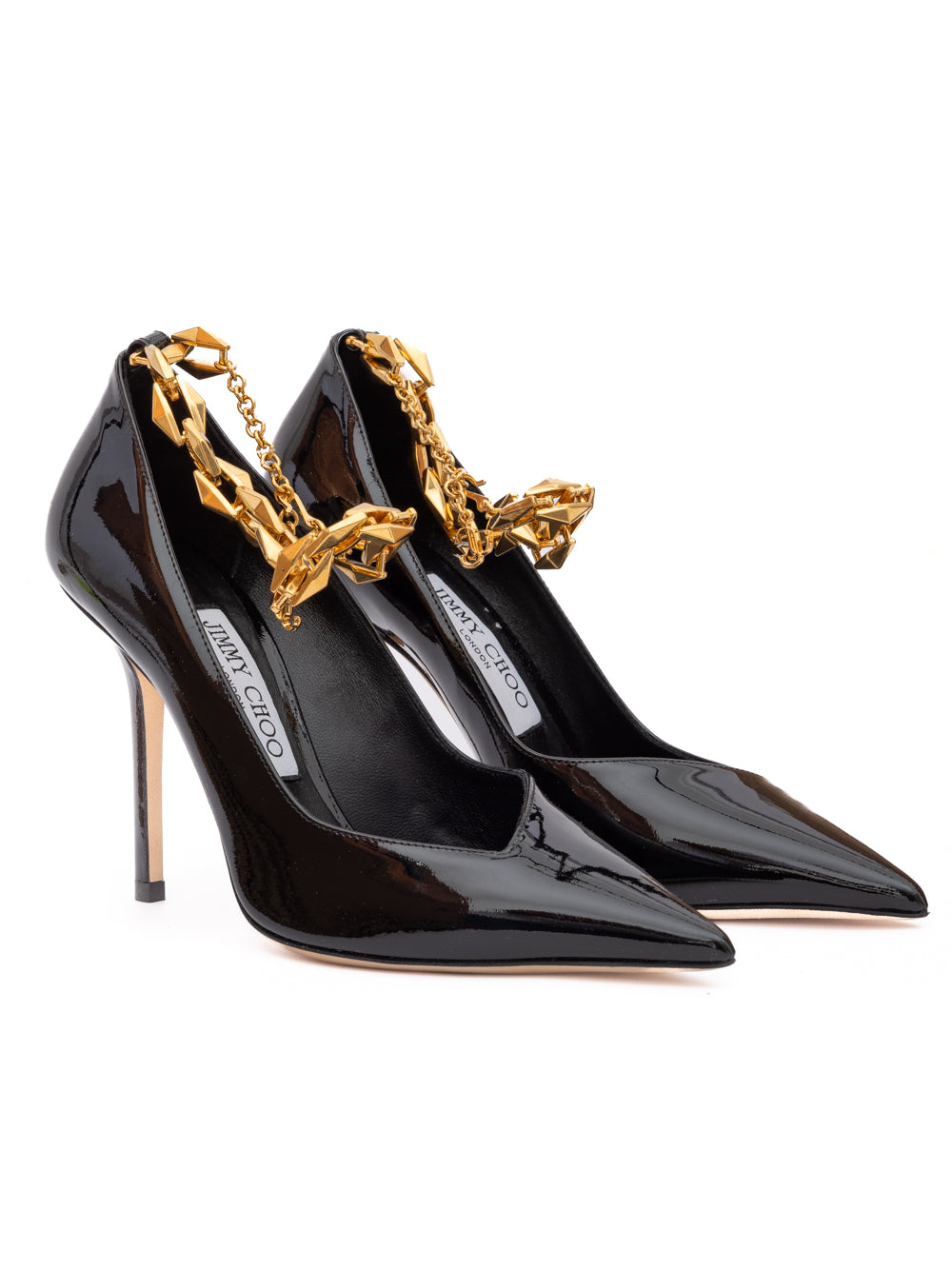 Black Patent Leather Diamond Talura Pumps
