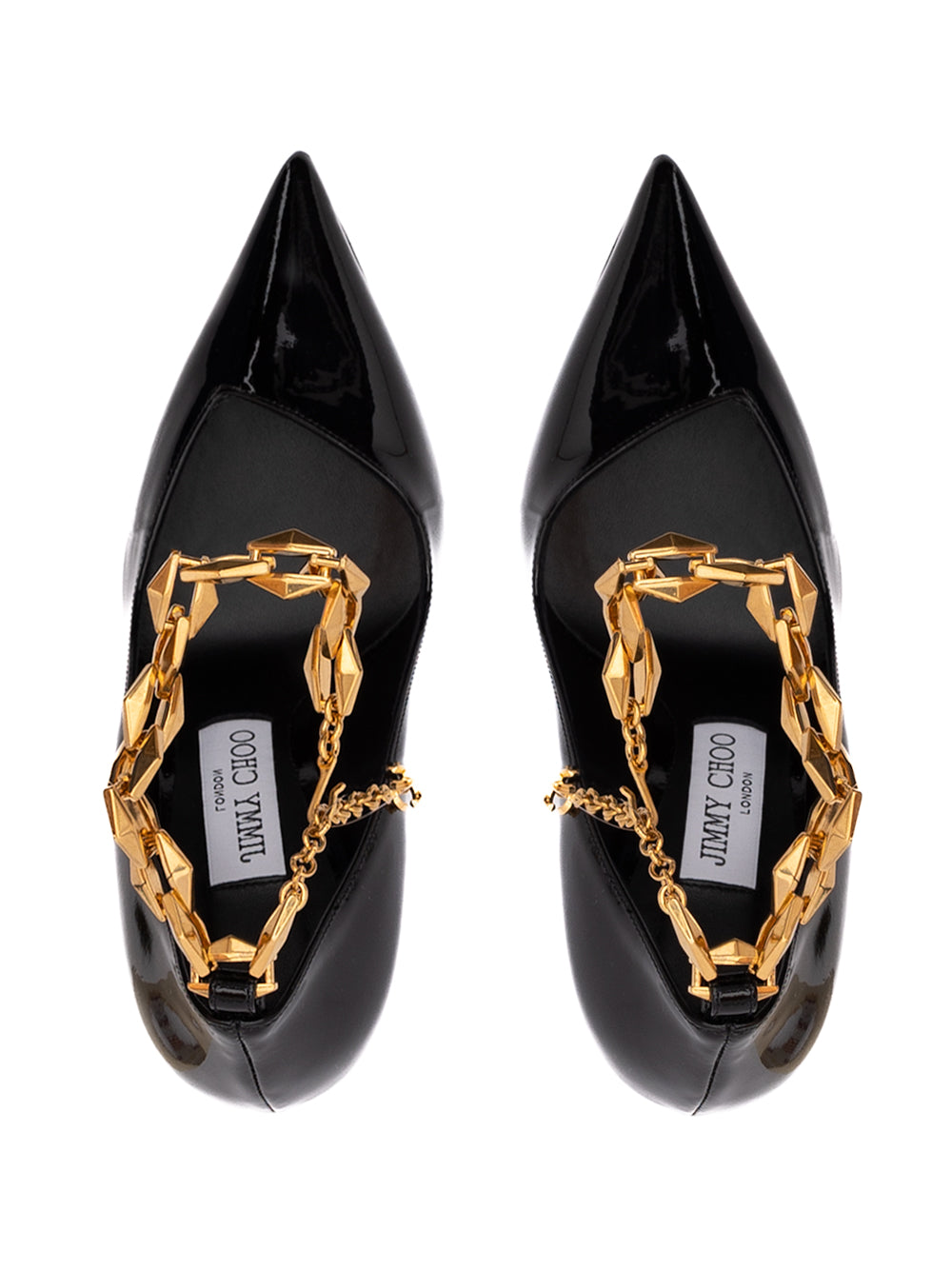 Black Patent Leather Diamond Talura Pumps