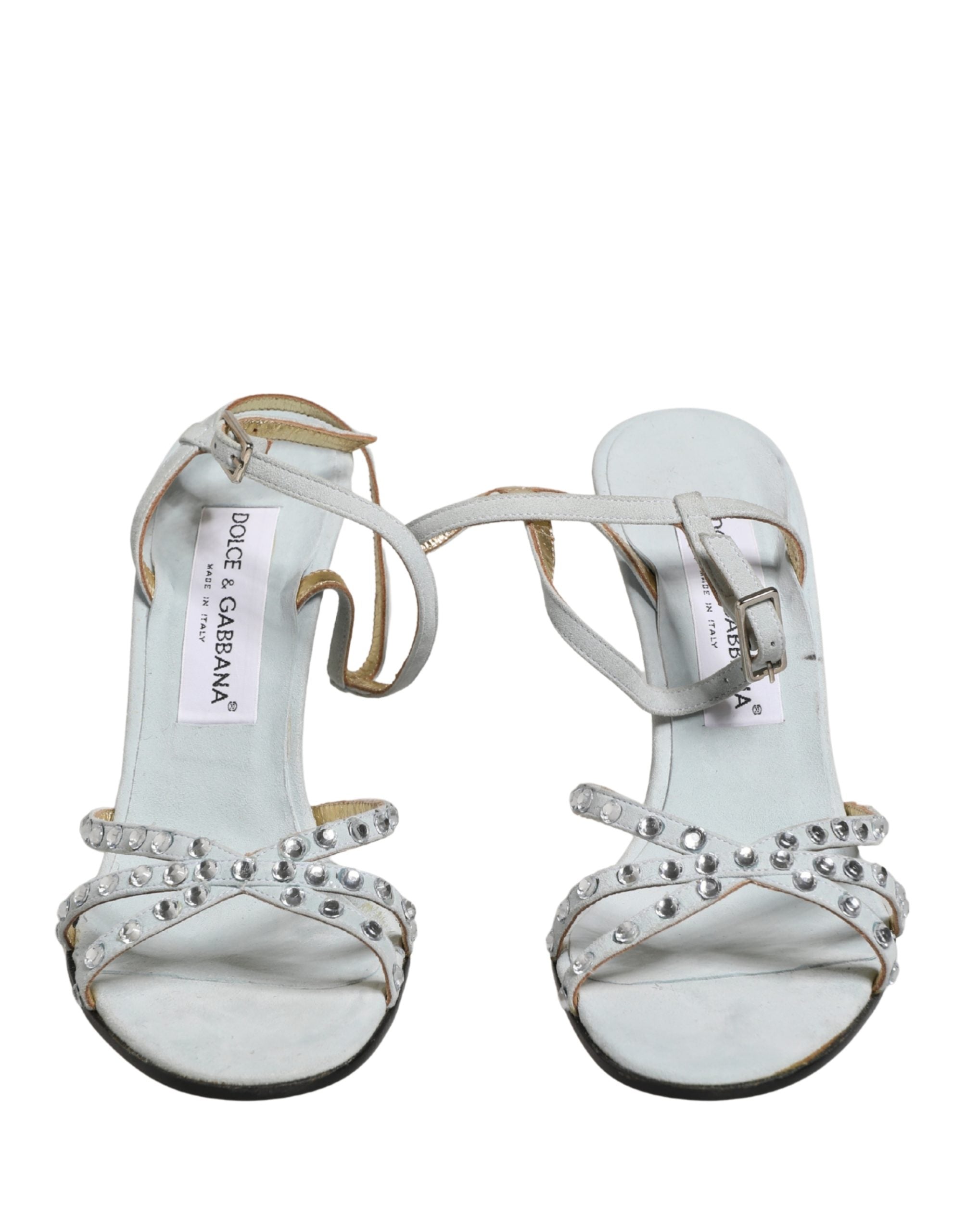 White Rhinestone High Heeled Sandals Shoes