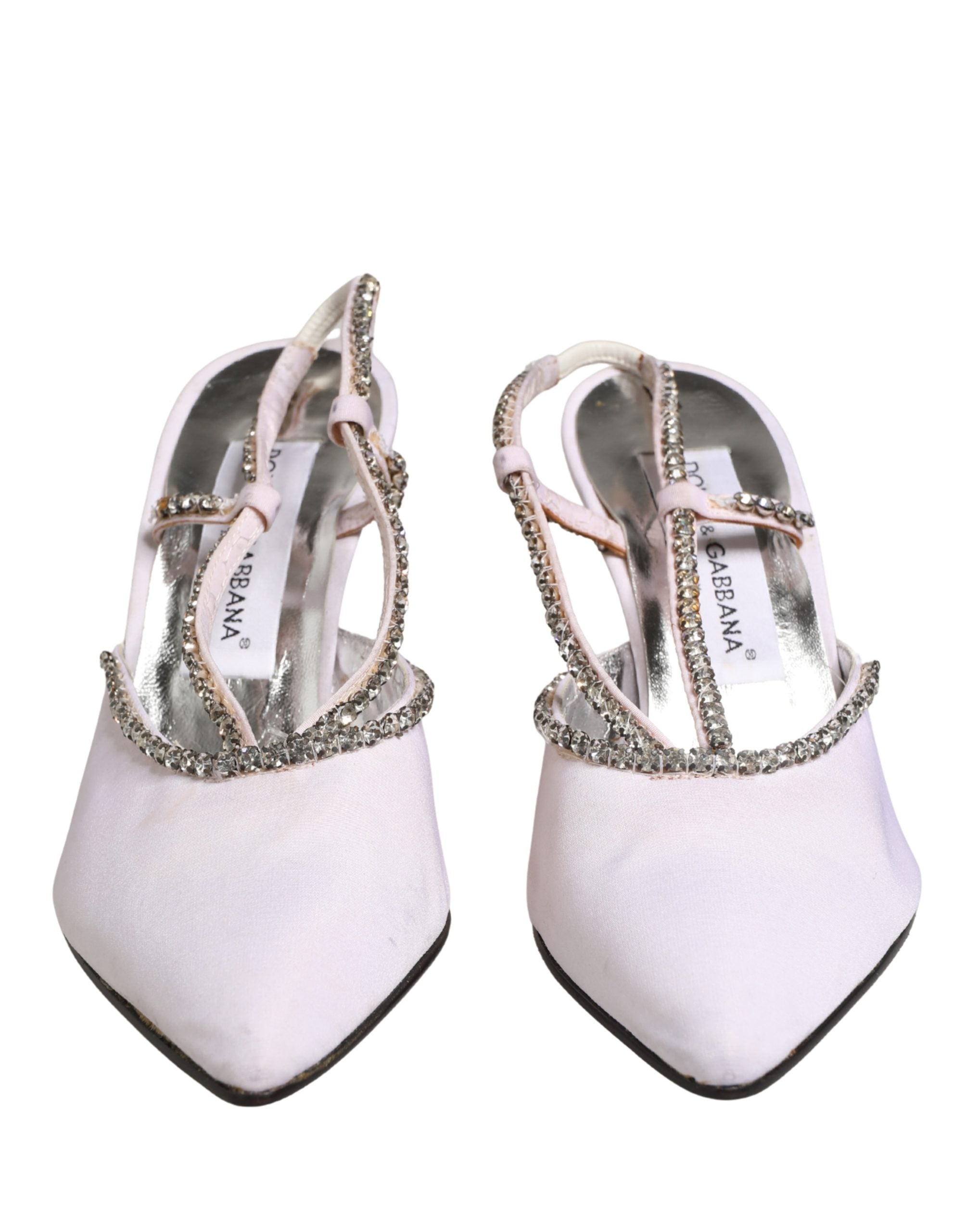 White Strass Crystal Slingbacks Pumps Shoes