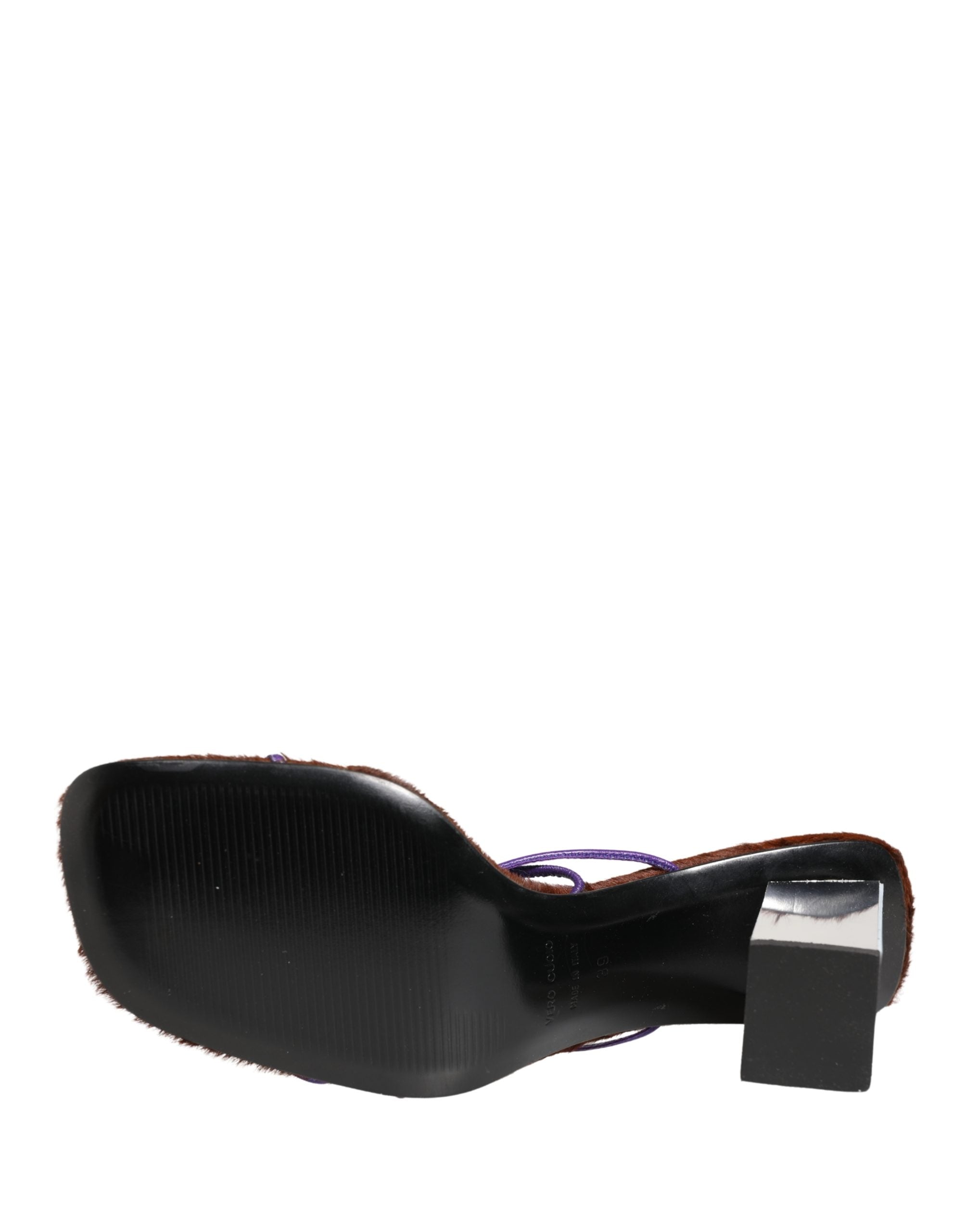 Silver Block Heels Slip On Sandals Shoes