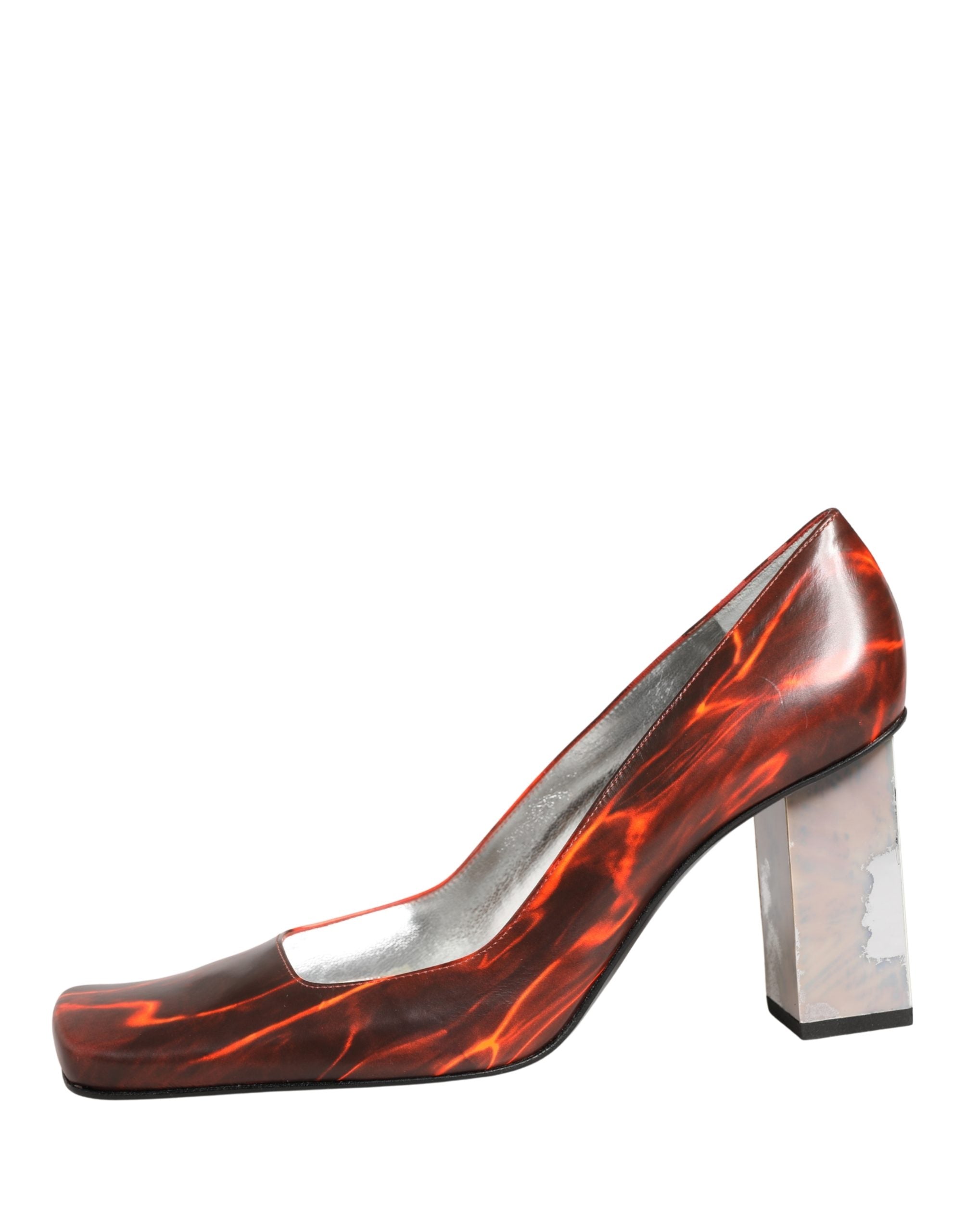 Multicolor Leather Square Toe Pumps Shoes