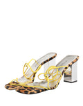 Multicolor Leather Block Heels Sandals Shoes