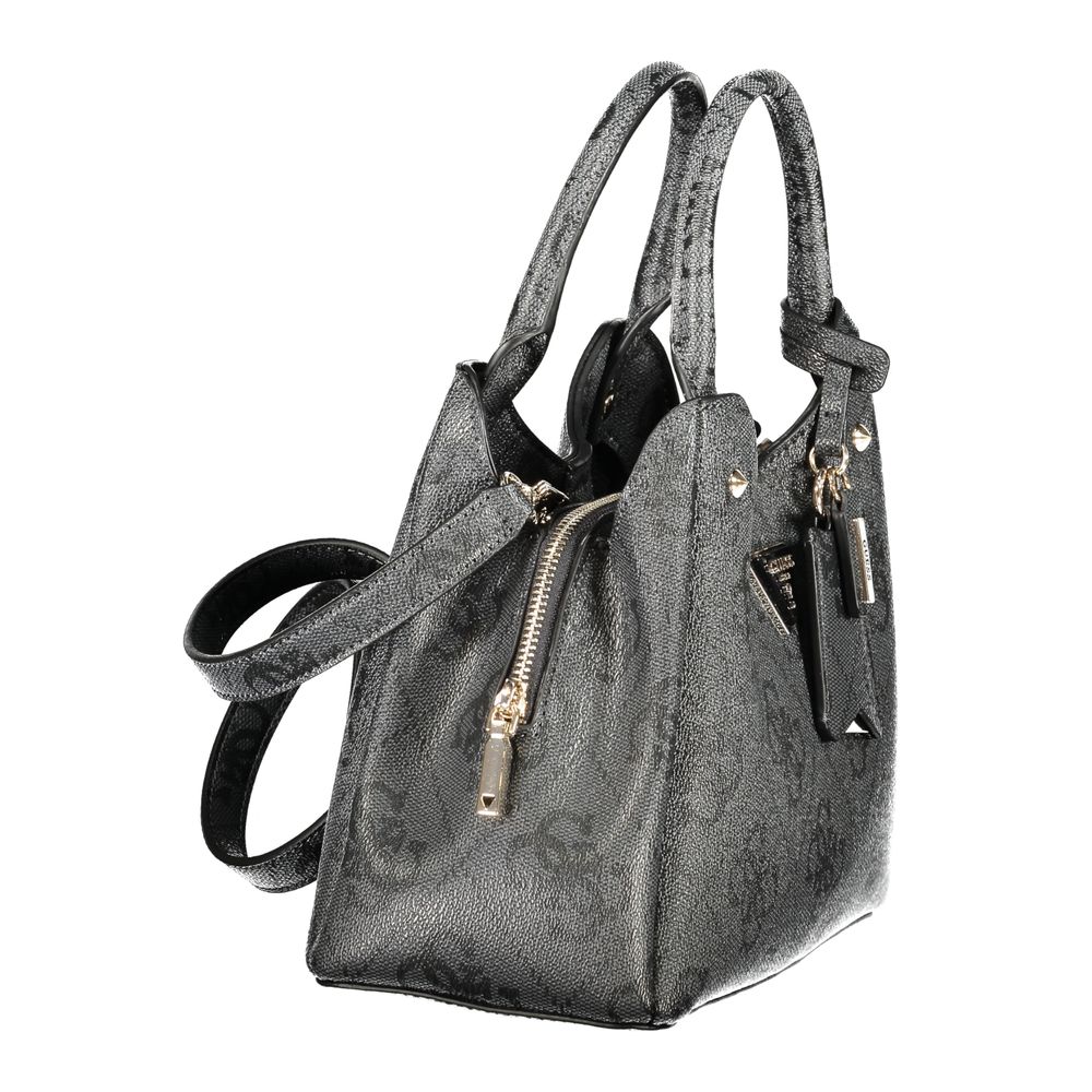Black Polyurethane Women Handbag