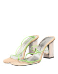 Multicolor Leather Block Heels Sandals Shoes