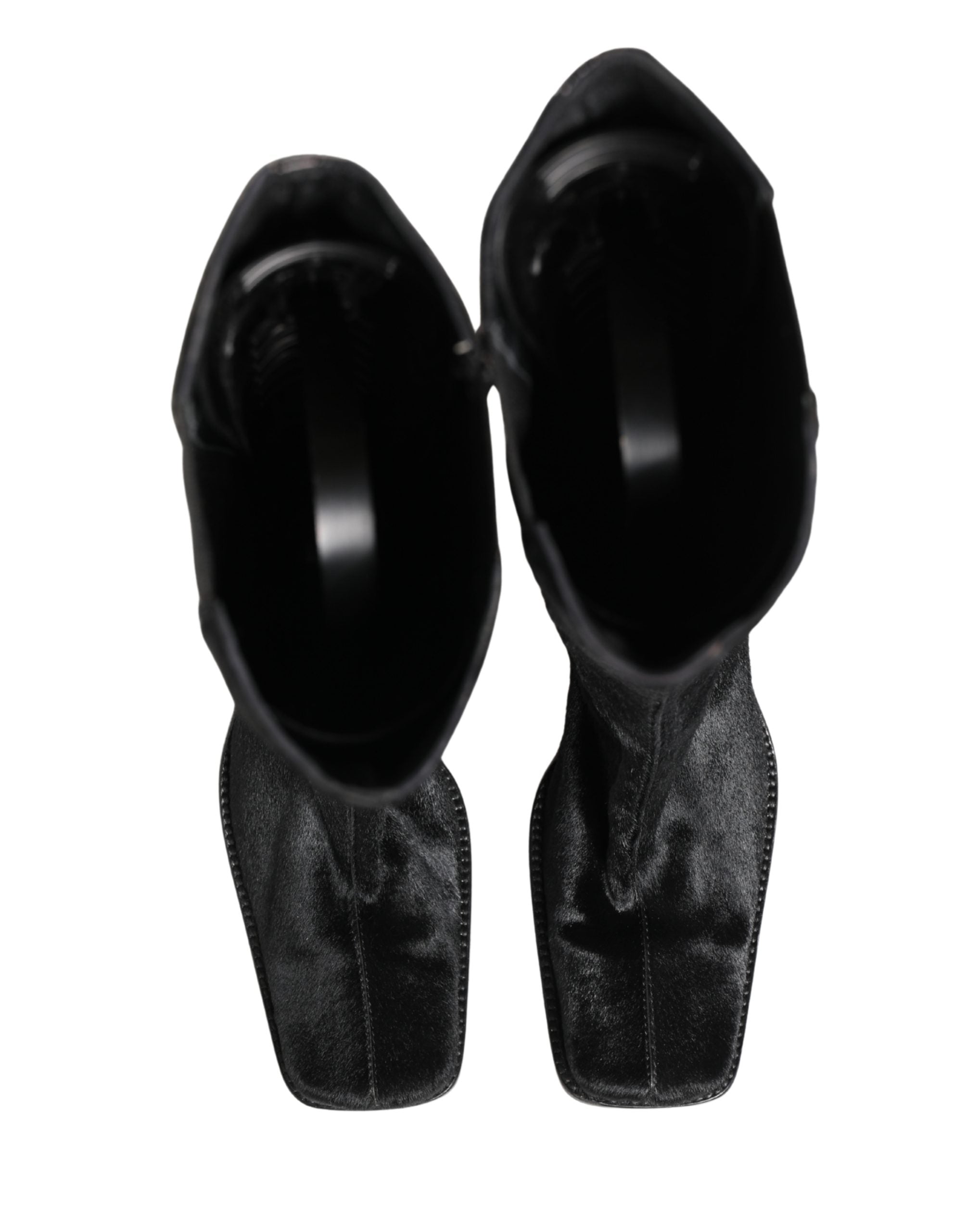 Black Suede Leather Knee High Boots Shoes