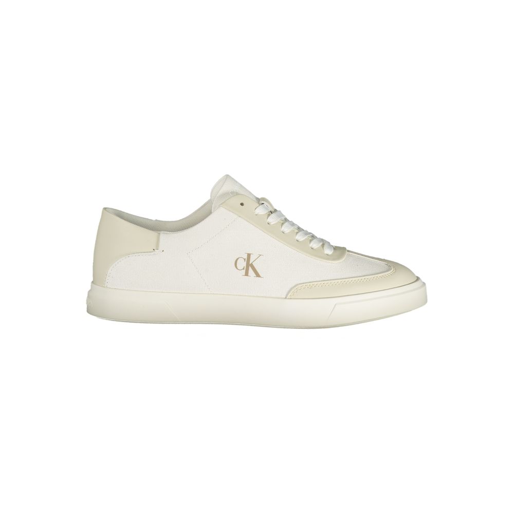 White Polyester Athletic Sneakers