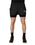 Black Polyester Drawstring Men Shorts Swimwear