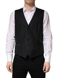 Black Wool Single Breasted Men Waistcoat Vest