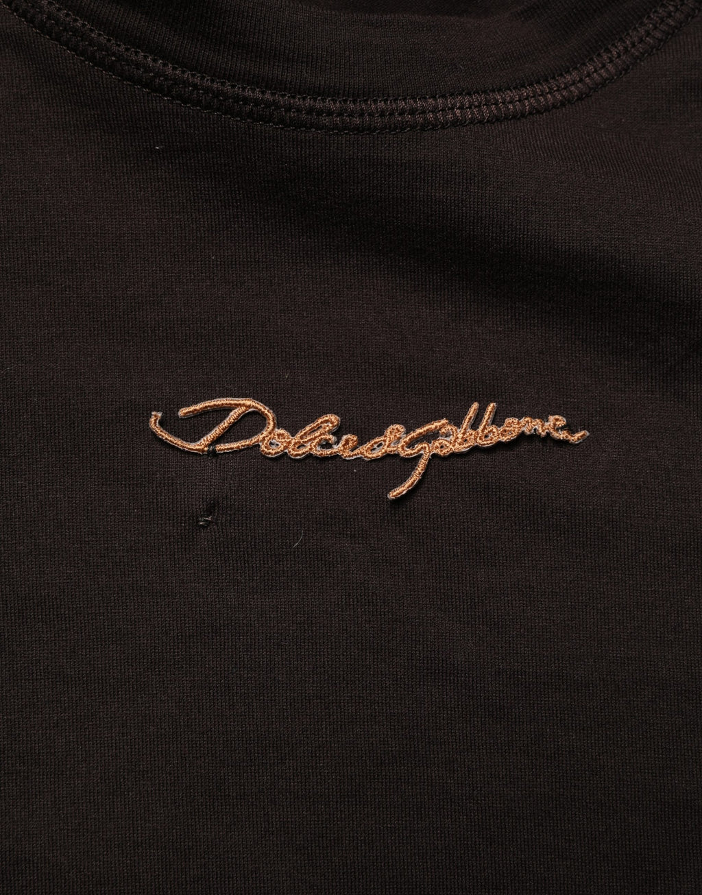 Brown Logo Embroidered Men Crew Neck T-shirt