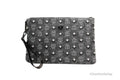 MCM Veritas Medium Dark Grey Denim Monogram Logo Canvas Clutch Pouch Handbag