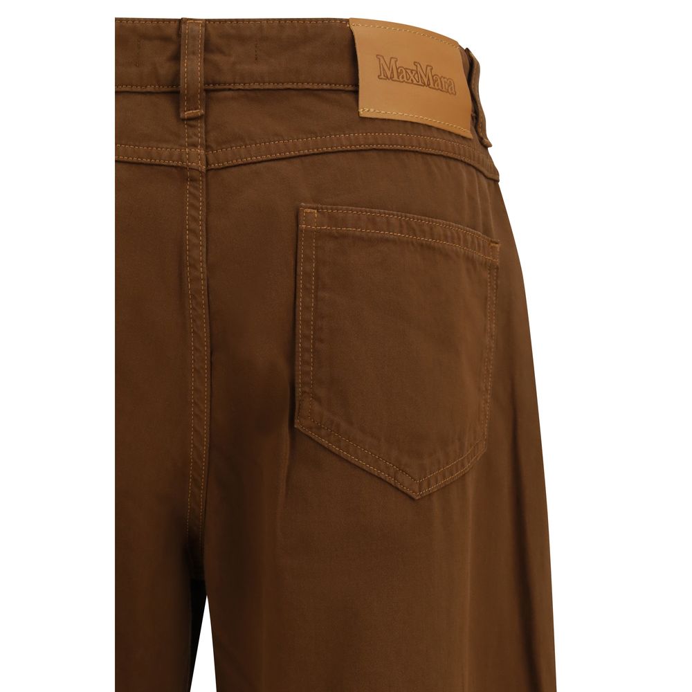 Brown Cotton Casual Pants