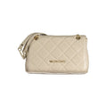 Beige Polyurethane Women's Bag with Chain Handles and Pockets