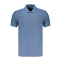 Blue Cotton Men Polo Shirt