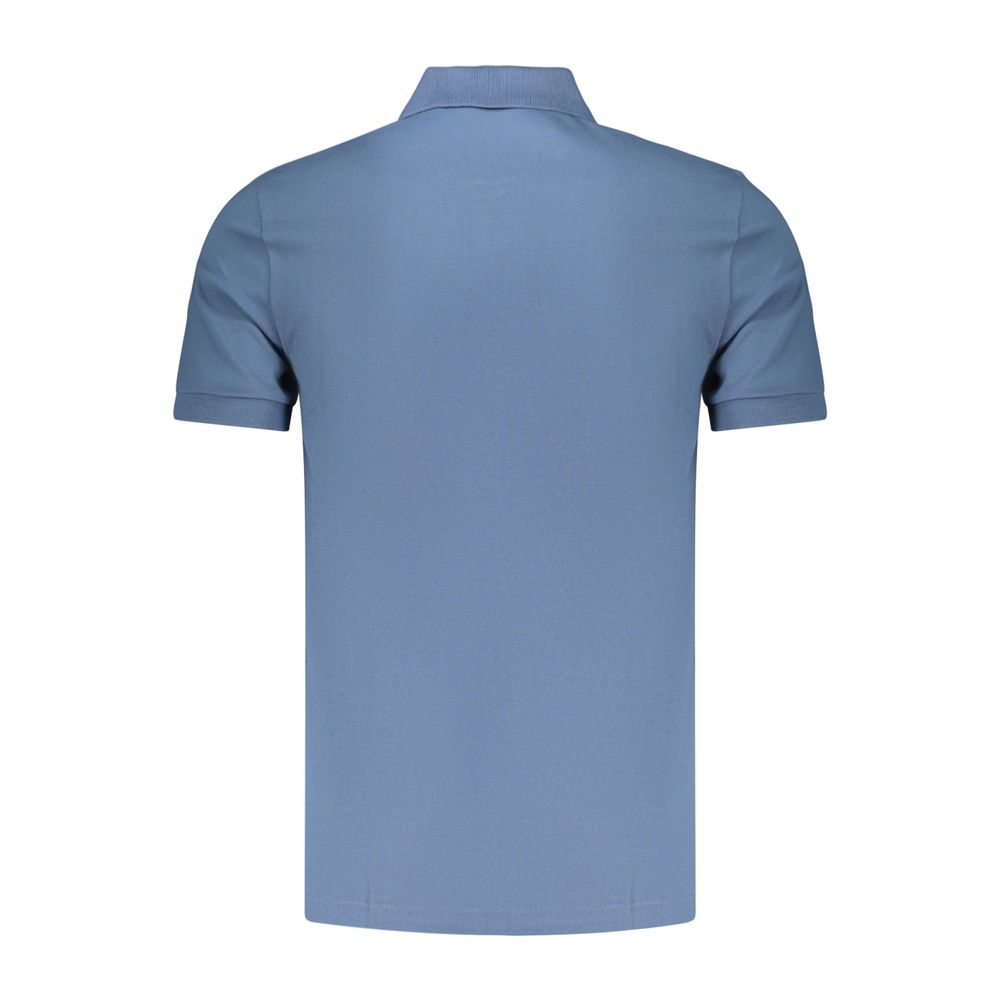 Blue Cotton Men Polo Shirt