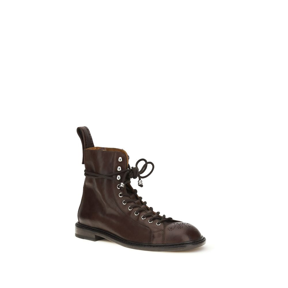 Black Calf Leather Bos Taurus Lace-Up Boots