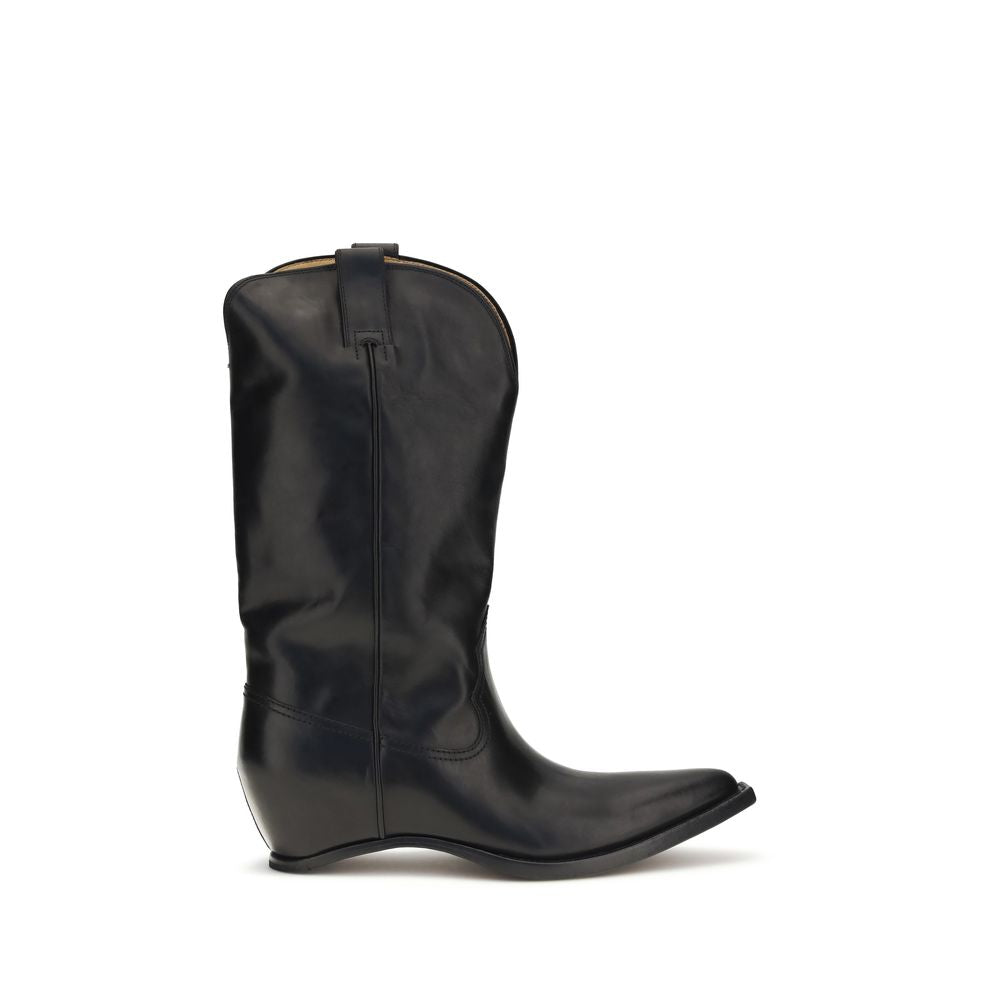 Black Calf Leather Bos Taurus Ankle Boots