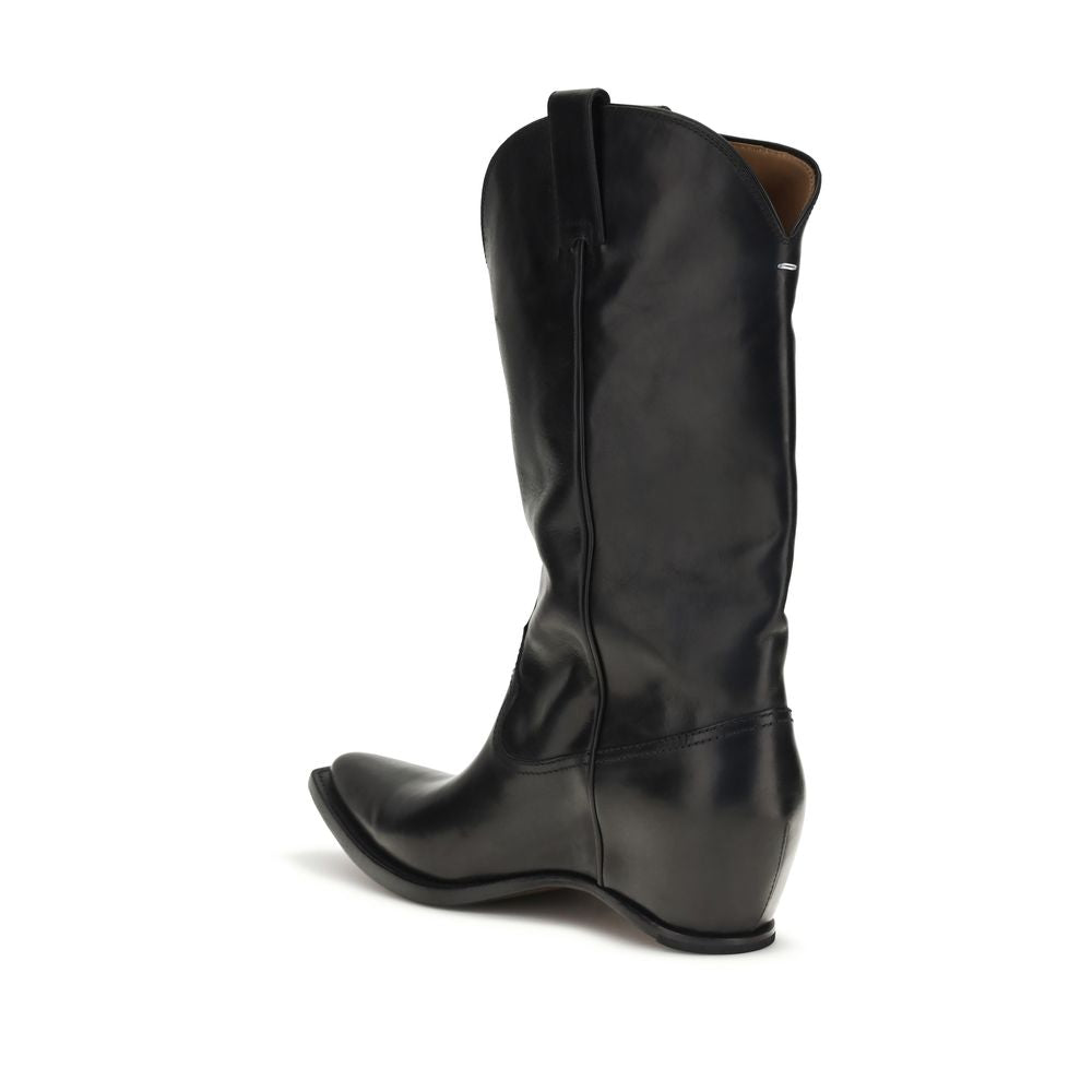 Black Calf Leather Bos Taurus Ankle Boots