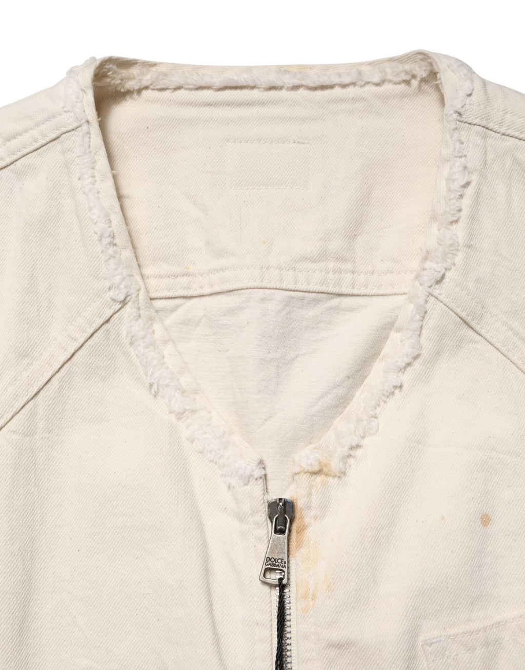Off White Cotton FullZip Denim Blouson Jacket