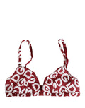 Red Logo Monogram Cotton Soft Cup Bra Underwear