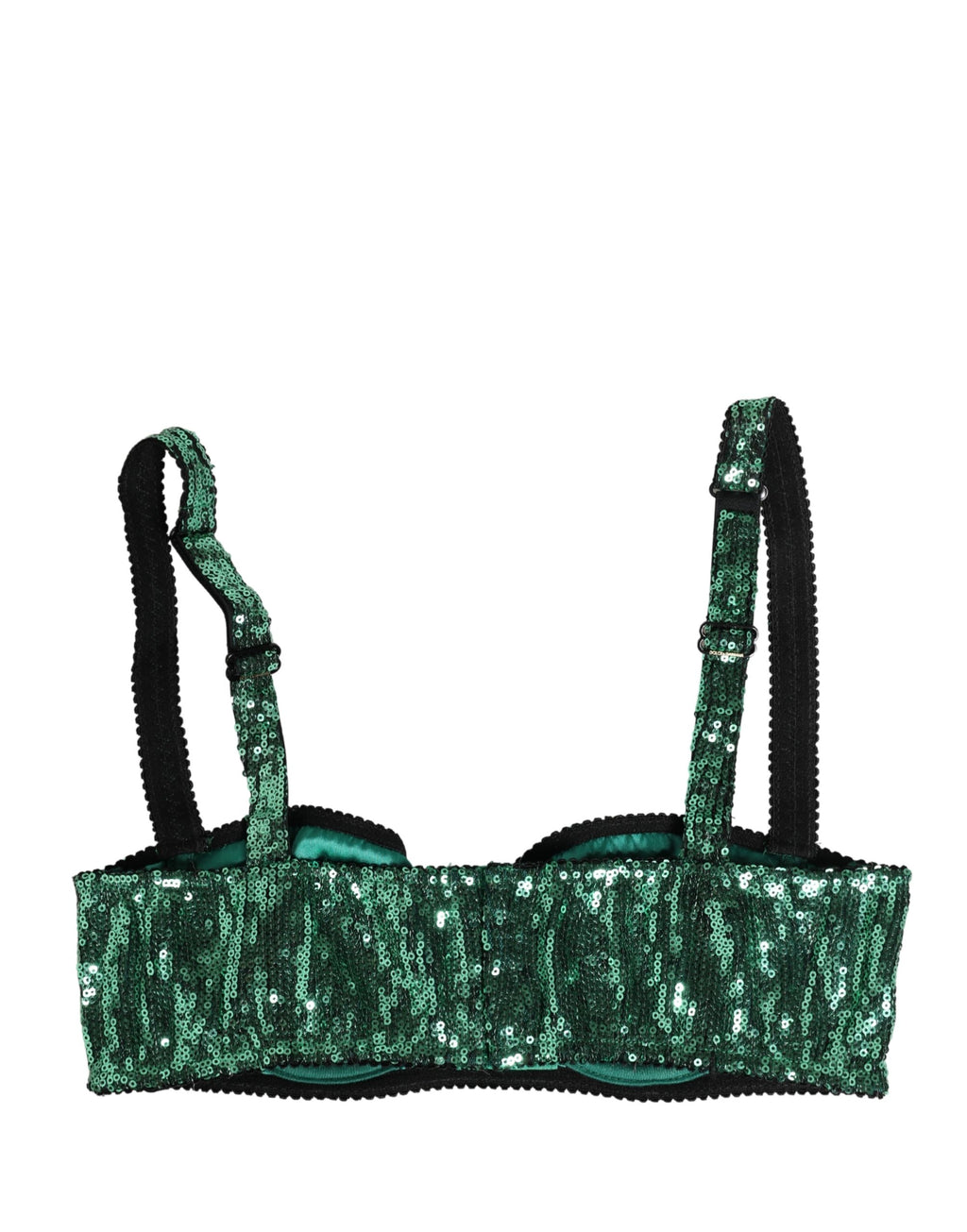 Green Sequined Nyon Balconnet Bra Underwear