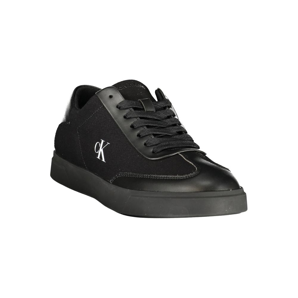 Black Polyester Athletic Sneakers
