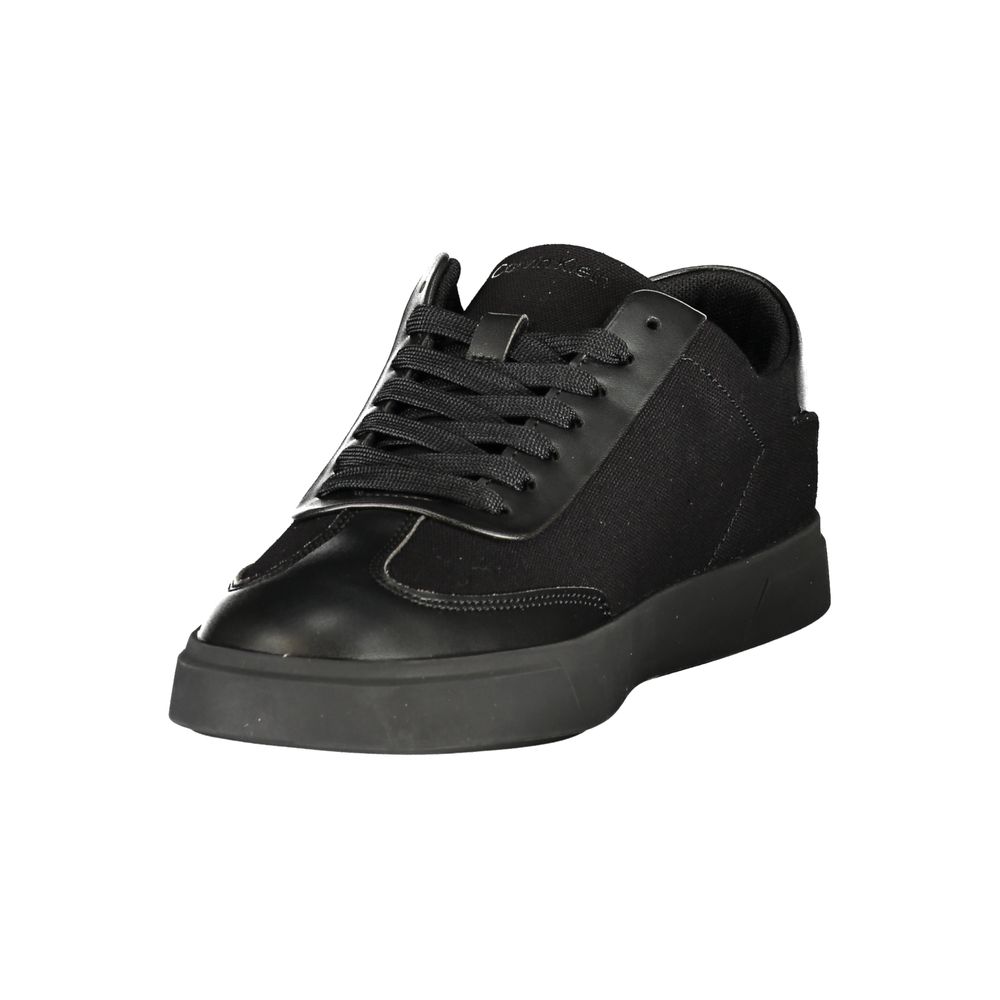 Black Polyester Athletic Sneakers