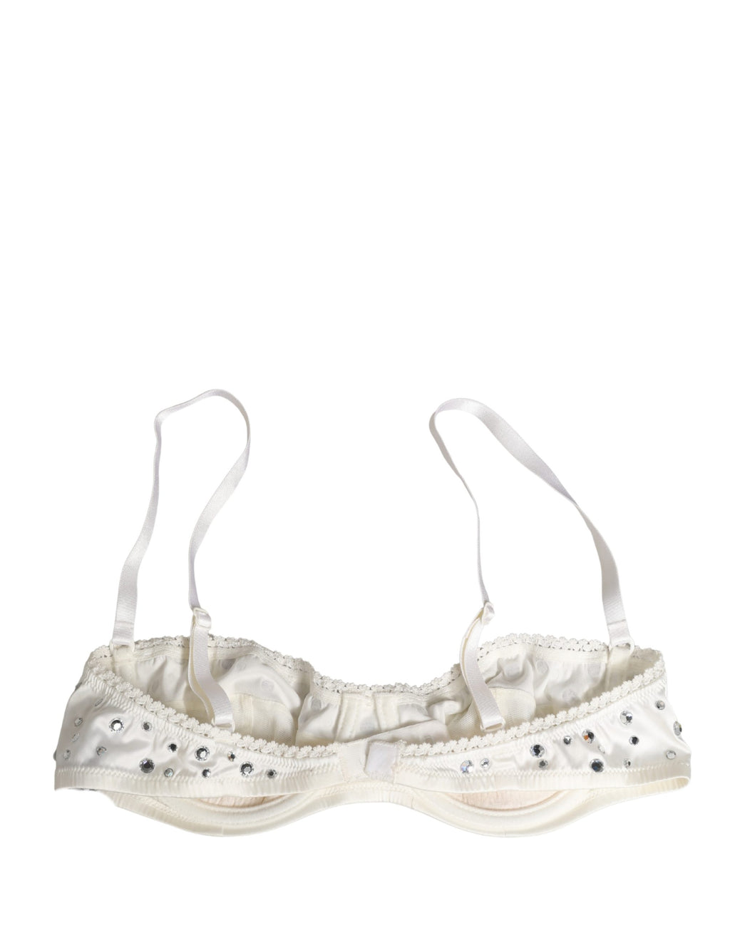 White Rhinestone Semi-Pad Underwire Bra Underwear