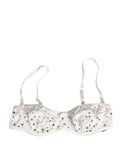 White Rhinestone Semi-Pad Underwire Bra Underwear