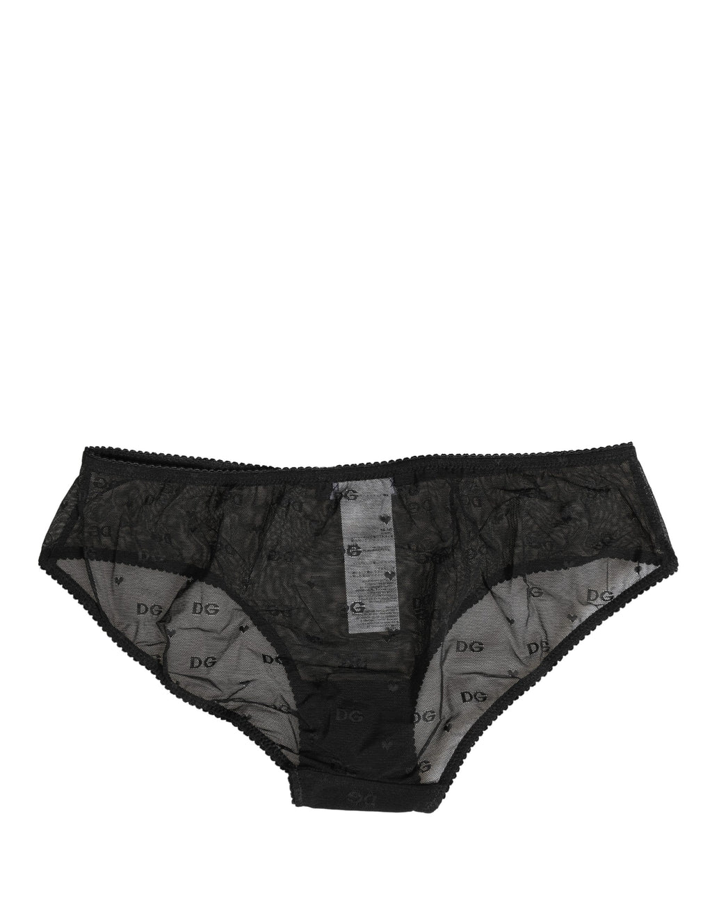 Black Sheer Mesh Lace Logo Brief Panty Underwear