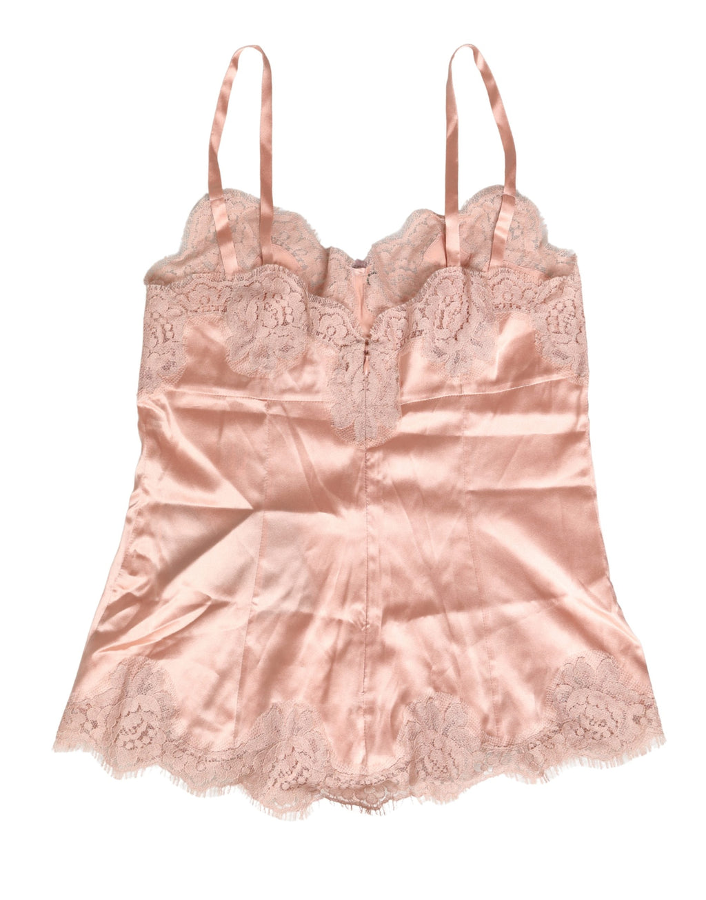 Pink Lace Silk Satin Tank Lingerie Sleepwear
