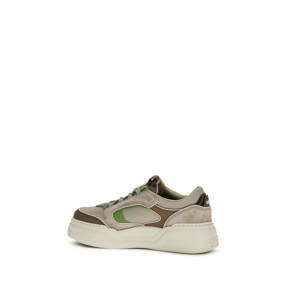 Brown Cotton Chunky Sneakers