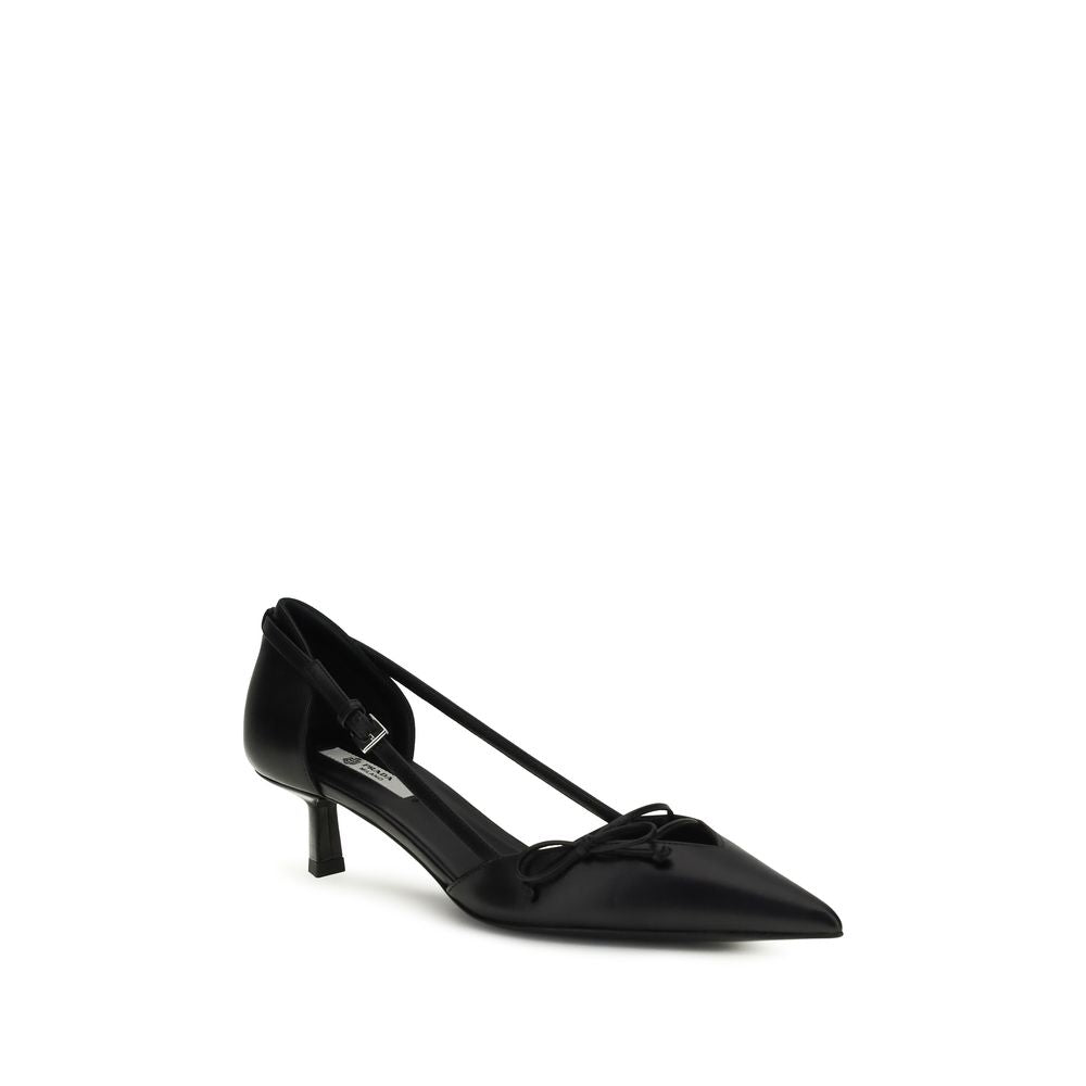 Black Calf Leather Bos Taurus Mid Heel Pumps
