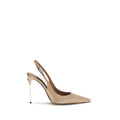 Beige Viscose High Heel Pumps