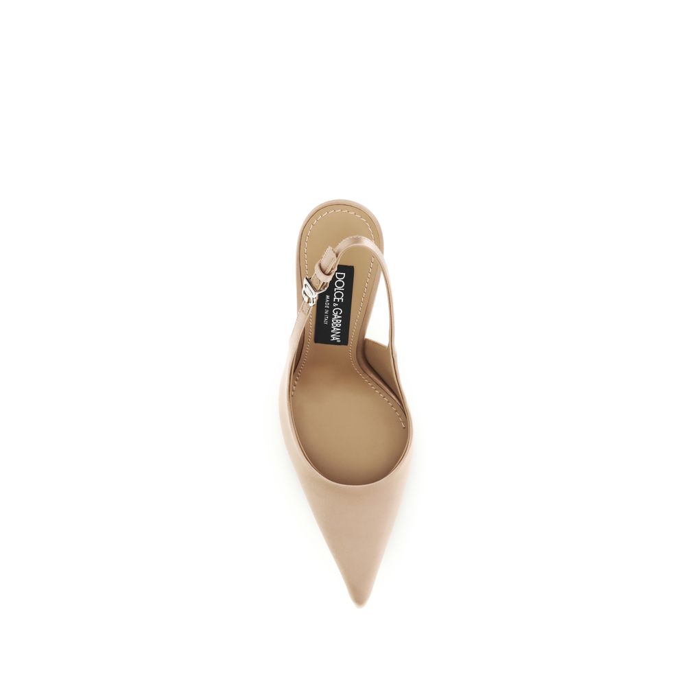 Beige Viscose High Heel Pumps