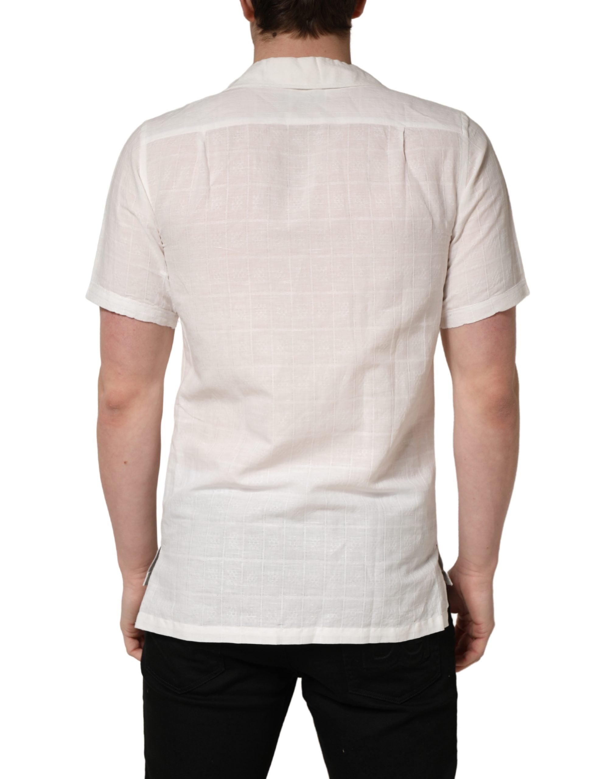 White Linen Short Sleeves Button Down Shirt