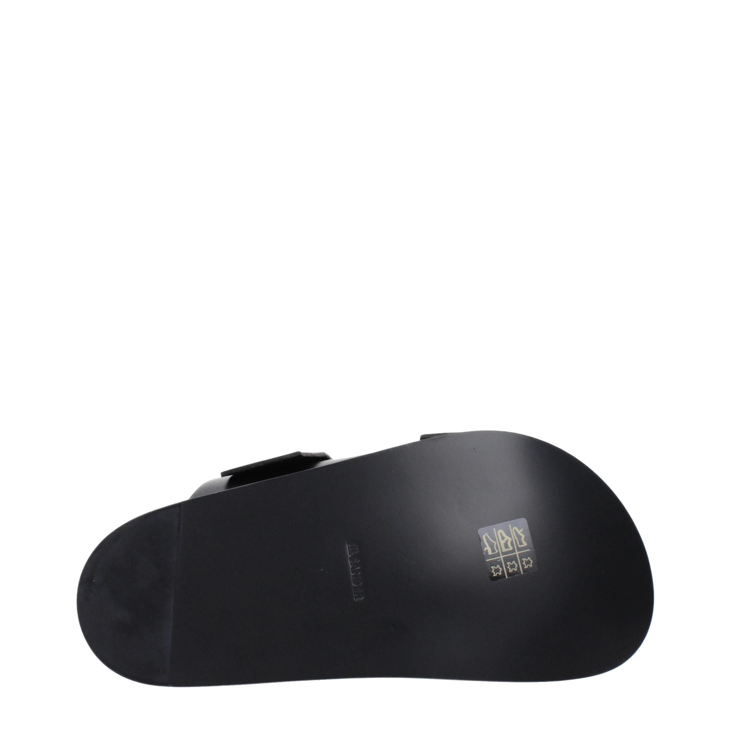 Black Leather Slippers