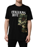 Black Camouflage Graphic Cotton Crewneck T-shirt