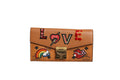 Cognac Brown Coated Canvas Visetos Patricia Love Patch Wallet-on-chain