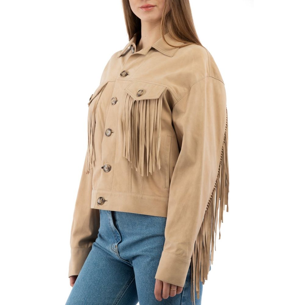 Beige Leather Jacket