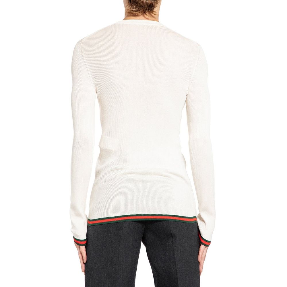 White Silk Long Sleeve T-Shirt