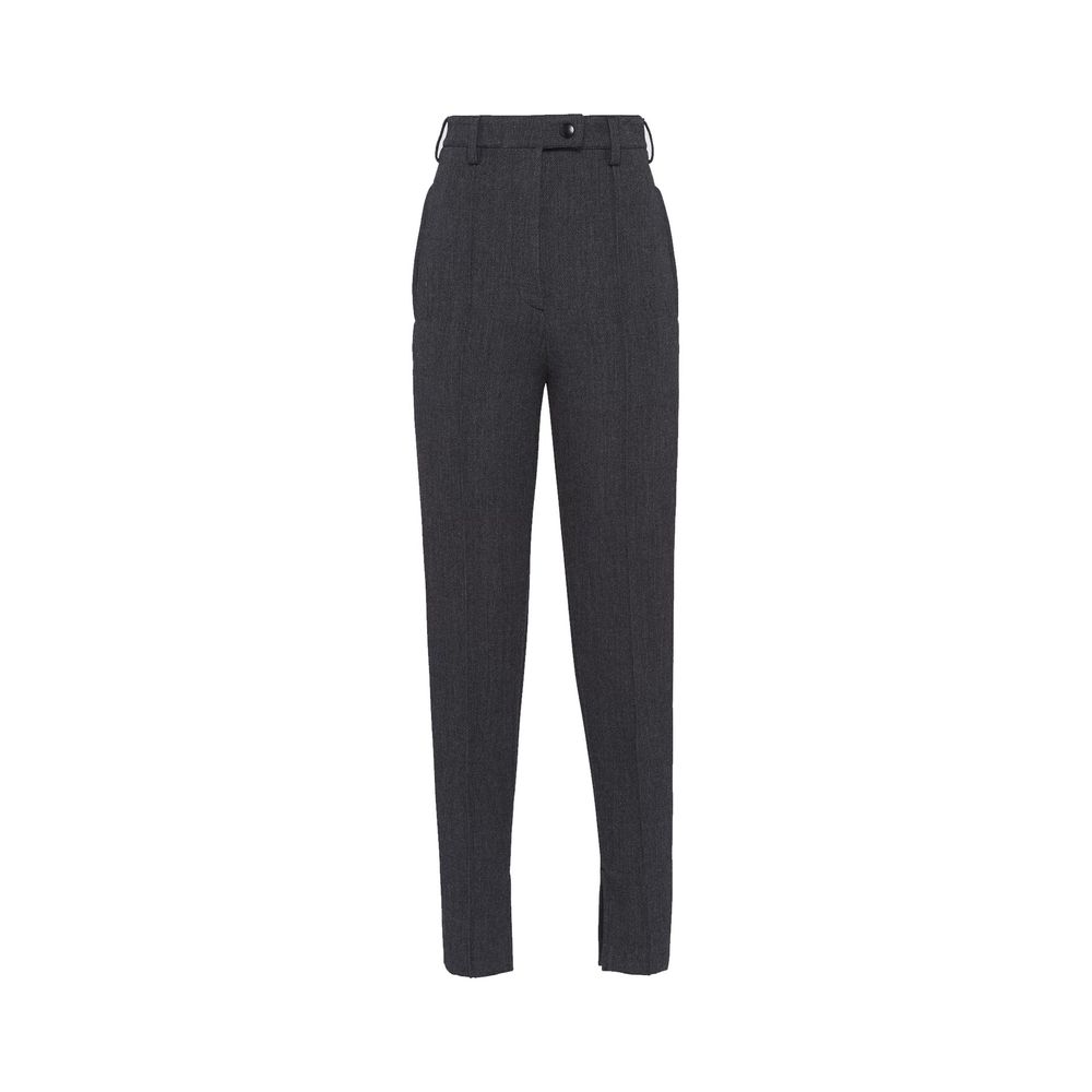 Gray Elastane Dress Pants