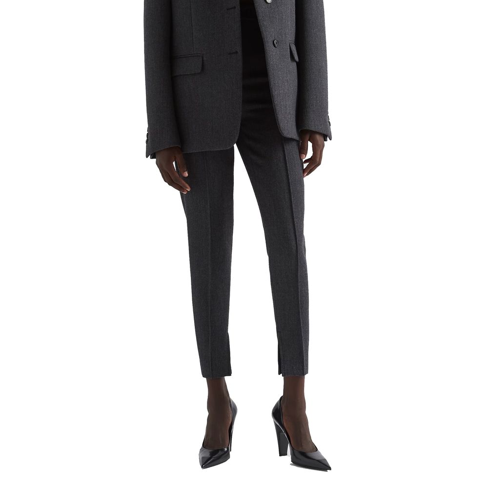 Gray Elastane Dress Pants