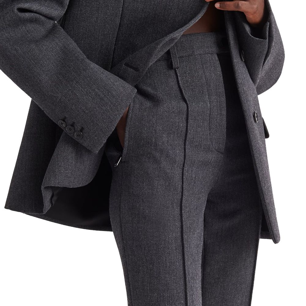 Gray Elastane Dress Pants