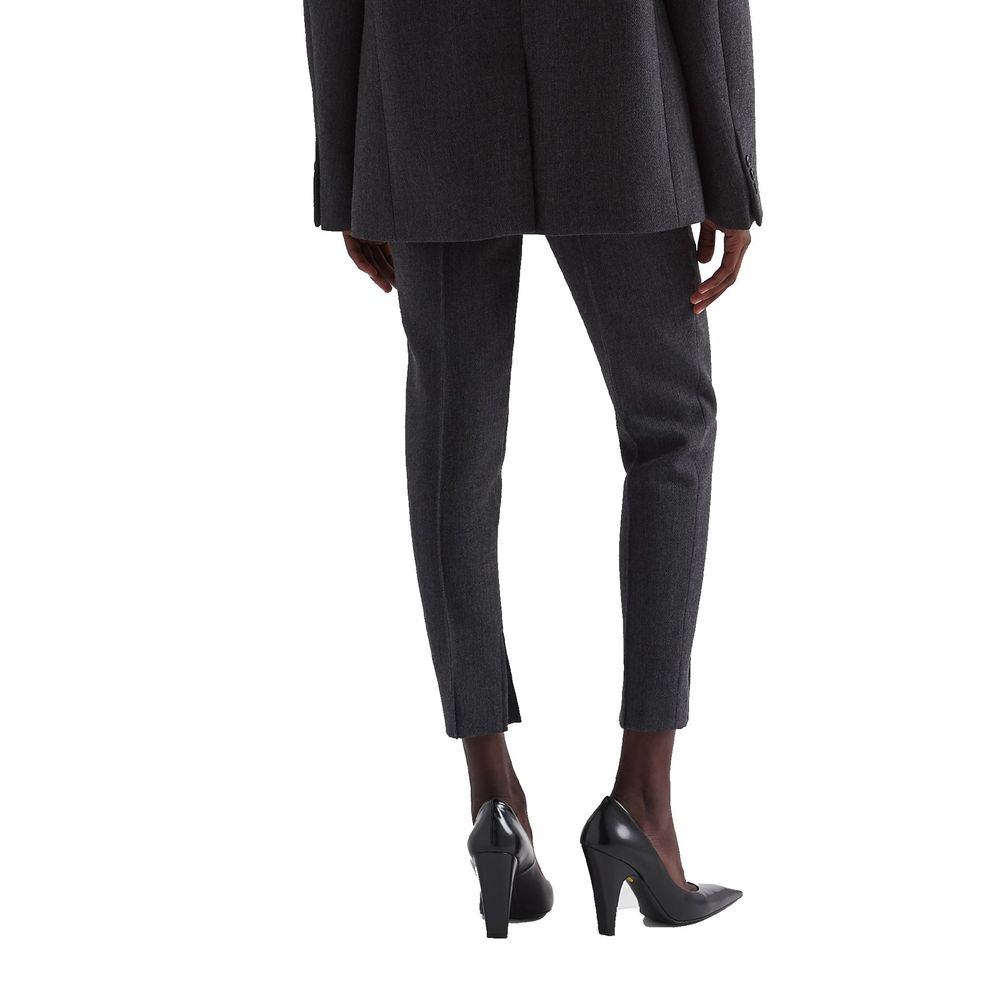 Gray Elastane Dress Pants