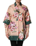 Pink Floral Cotton Button Front Shirt Top