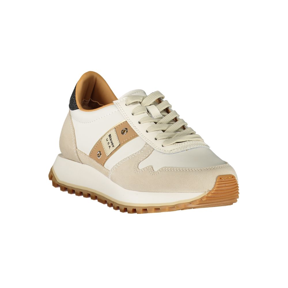 Blue Polyester Athletic Sneakers